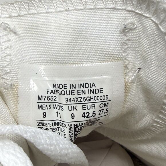 Converse All Star Sneakers Mens 9 White Canvas Low Top Chuck Unisex Shoes - Picture 14 of 16